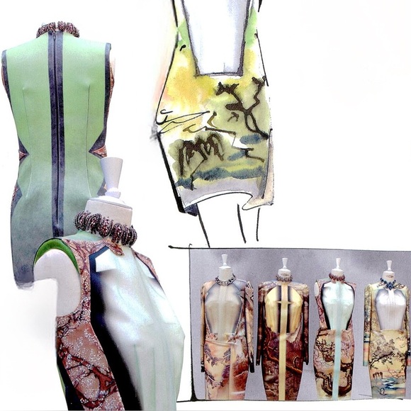 BALENCIAGA HAND PAINTED LATEX DRESS BY NICOLAS GHESQUIERE SIZE 38 LOUIS VUITTON - Picture 6 of 13